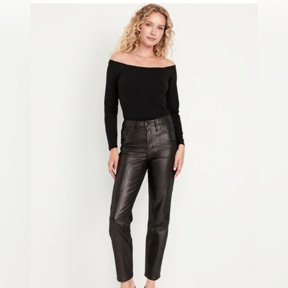 NEW…Old Navy High-Waisted Shine OG Straight Ankle Jeans